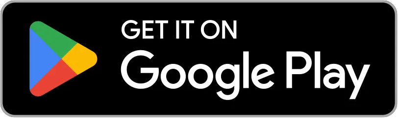 A google play badge, can be clicked to download the app
