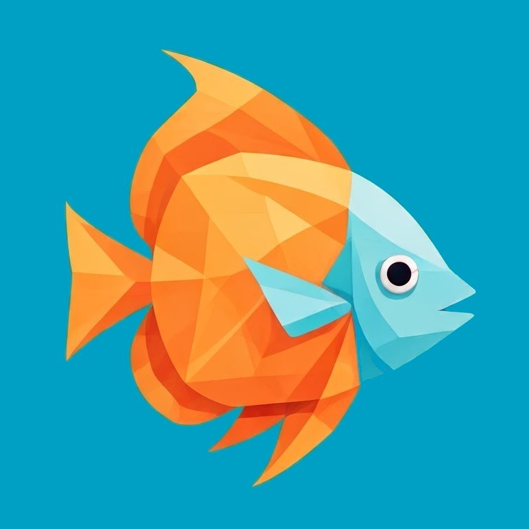 A small orange tropical fish on a blue background, logo of Koh Tao